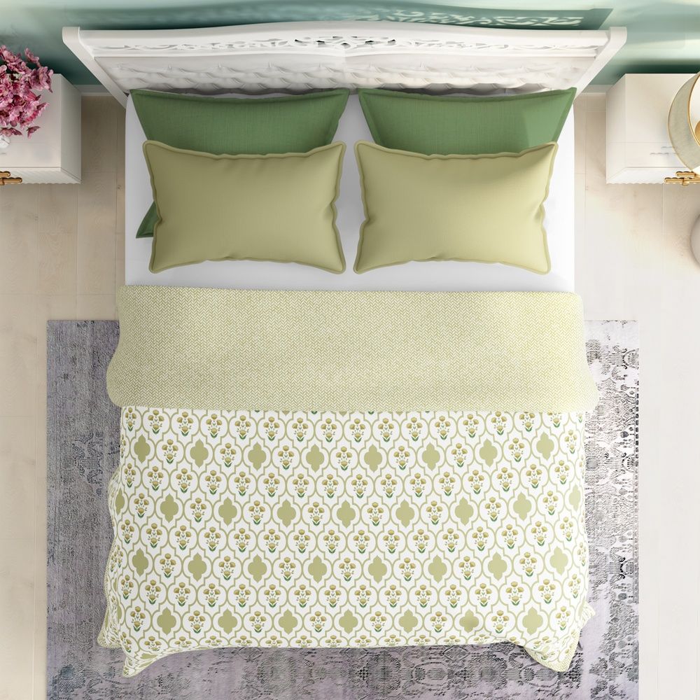 All Season Dohar | Double(90x82 Inch) | 110 GSM | 100% Cotton | Reversible Design | AC Blanket | Panag Green